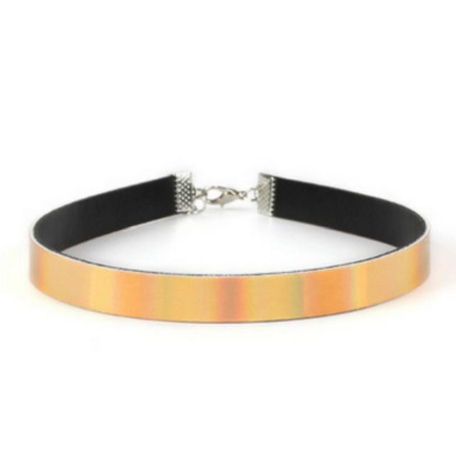 Day Collar Holographic Choker Submissive Pu Leather Necklace Collars & Leashes