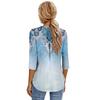 Women's Fashion Casual Three-Quarter Sleeve T-Shirt Printed V-Neck Top