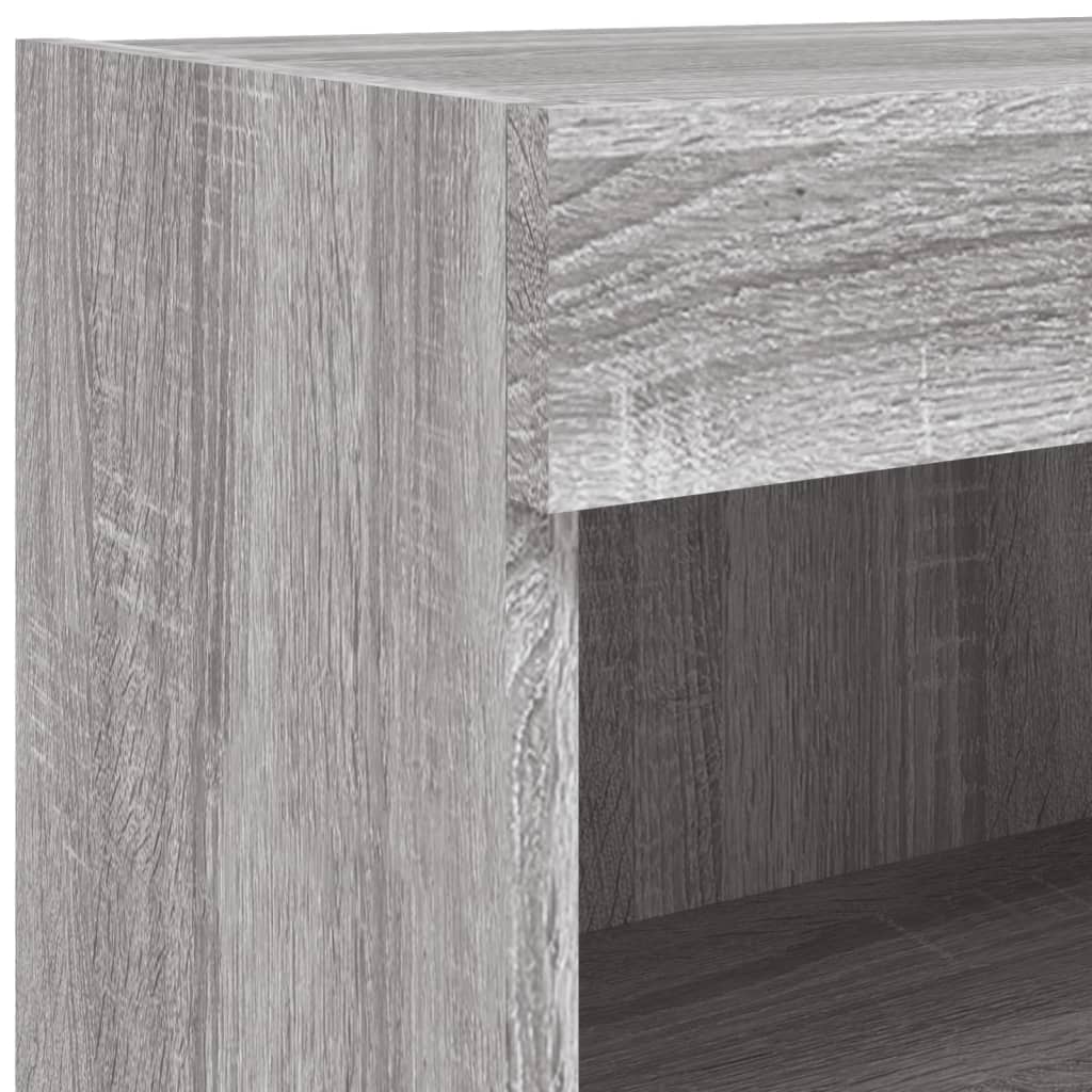 8 Piece Living Room Wall Unit with LED Lighting Grey Sonoma Wood Based Material