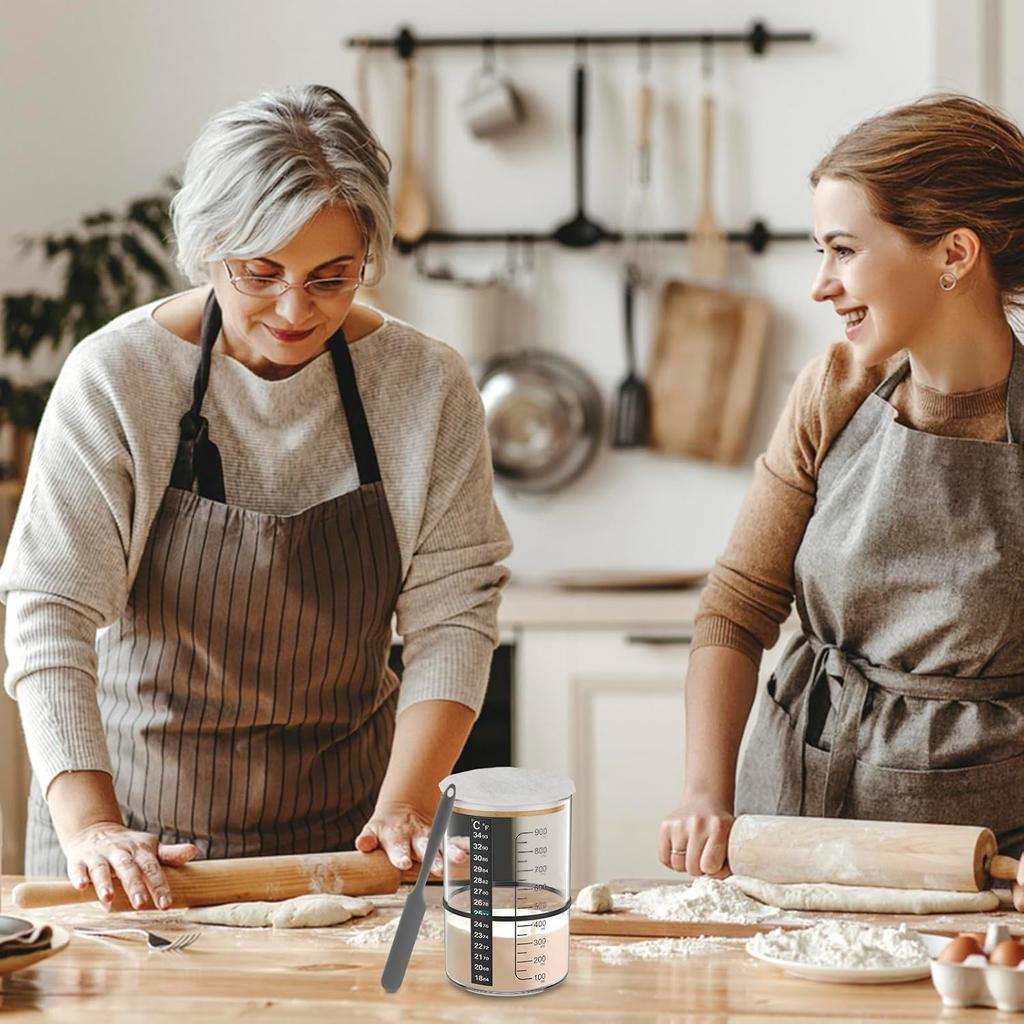 Pro Sourdough Bread Starter Kit, 34 oz sourdough jar Thermometer Strips and Breathable Covers for sour dough bread & sourdough starter kit