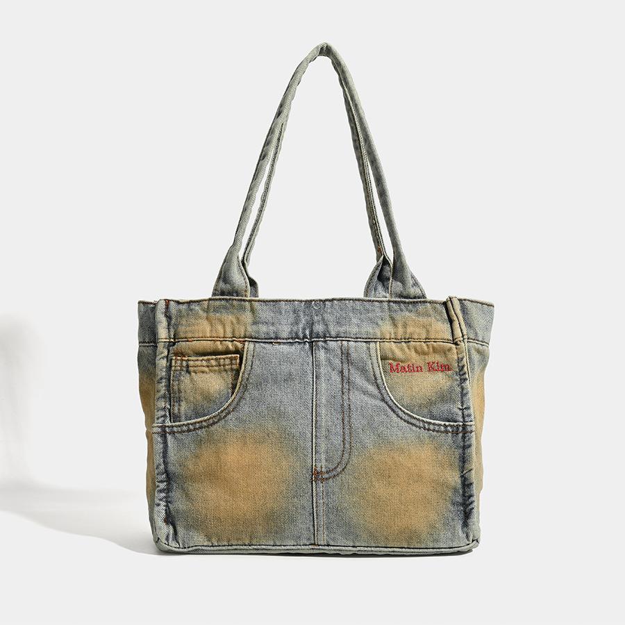 

Одноплечевая сумка большой вместимости Джинсовая сумка, Одноплечевая ручная сумка-тоут, Женская сумка джинсовый