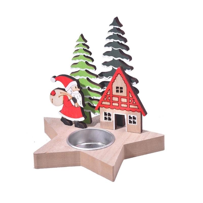 

Новый Рождественский Деревянный Подсвечник Праздничная Деревянная Подставка для Свечей для Стола Вариант с Рисунком Санты и Лося