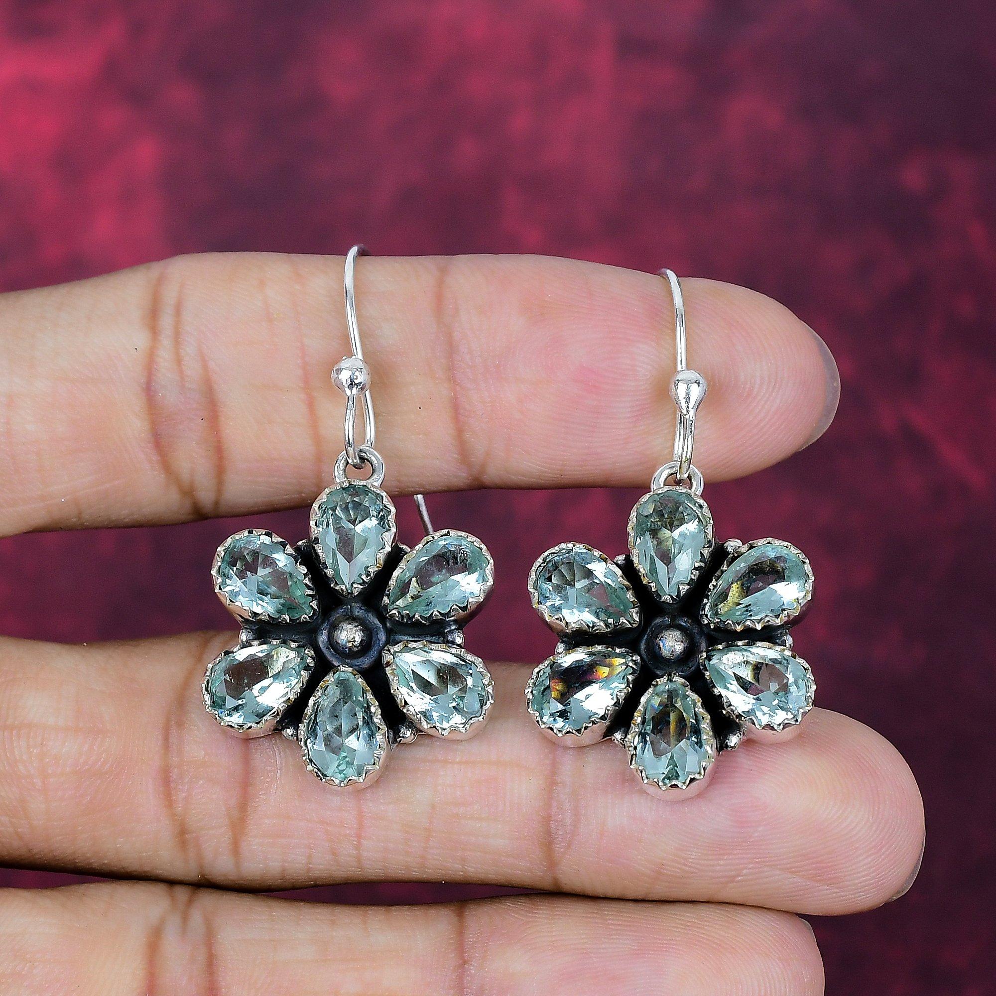 

Украшения из акваапатита, Драгоценный камень Ручной работы Ювелирные изделия из стерлингового серебра 925 пробы Серьги, Подарок «Любовь навсегда» 1.77 Inches