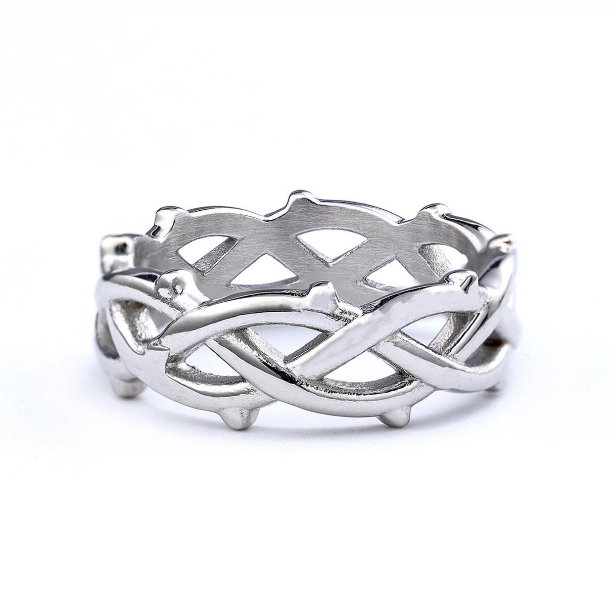 2026 European and American Woven Plain Ring High Personality, Steel Retro Wind Branch Ring no. 5