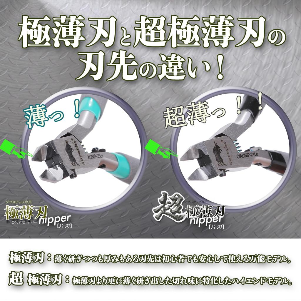 aurochs Precision Cutting Tools for Plastic Models and Gate Cutting Ultra-Thin Single-Edged Nippers, (Gray & Black, Left-Handed)