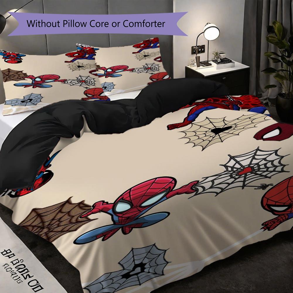 1PC Spider-Man Pattern Bedding Quilt Set Quilt Cover Pillowcase Home Decoration Birthday Gift (1 * Duvet Cover + 2 * Pillowcase, Without Core)