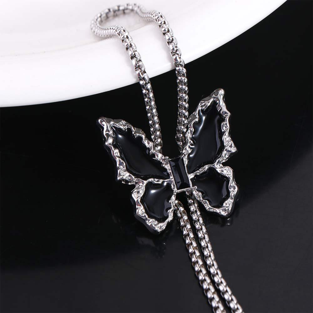 Silver Butterfly Chain Choker Zinc Zinc Alloy Butterfly Clavicle Chain Trendy Black Butterfly Necklace Party