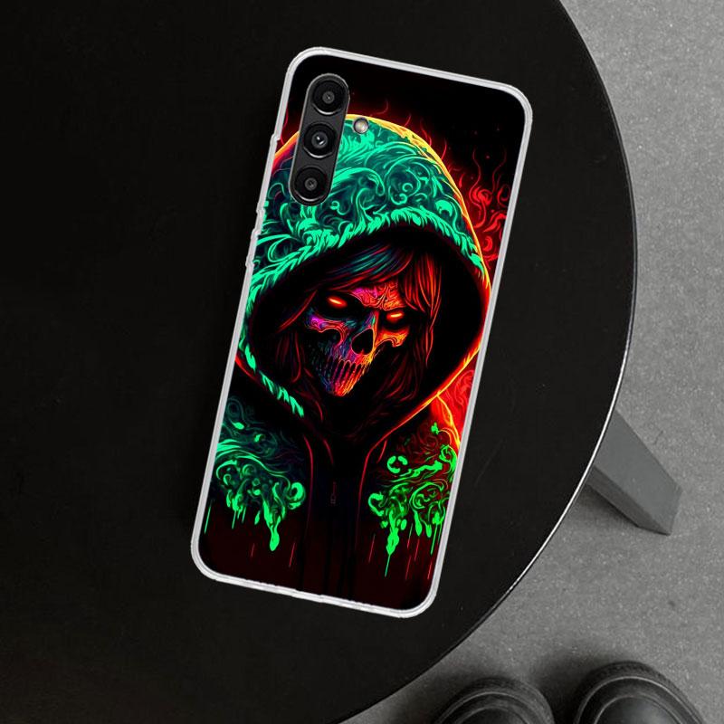 Halloween Moon Witch Horror Phone Case Cover for Samsung Galaxy A17 A16 A26 A36 A56 A57 A37 A15 A25 A35 A55 A14 A24 A34 A54 A13