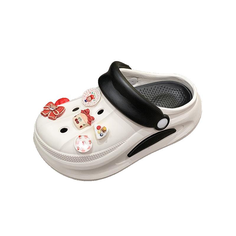 

Двухцветные дырчатые туфли женские тапочки на платформе модные интернет знаменитости повышающие нескользящие повседневные крутые тапочки 39/40