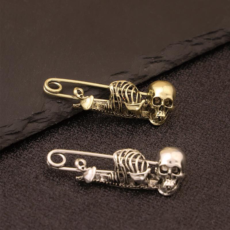 Punk Halloween Vintage Skull Pin Dark Goth Brooch Clothes Waist Accessories