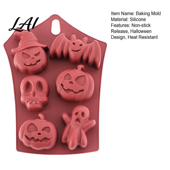 Halloween Snack Making Tools Silicone Baking Mold Pumpkin Ghost Bat Skull Cake Pan Non Durable Heat Resistant Stick Chocolate Fondant Maker