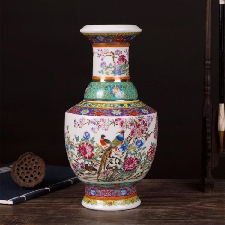 Elegant Chinese Ceramic Craft with Enamel Detailing Desk Ornament for Home Decoration and Gift Giving