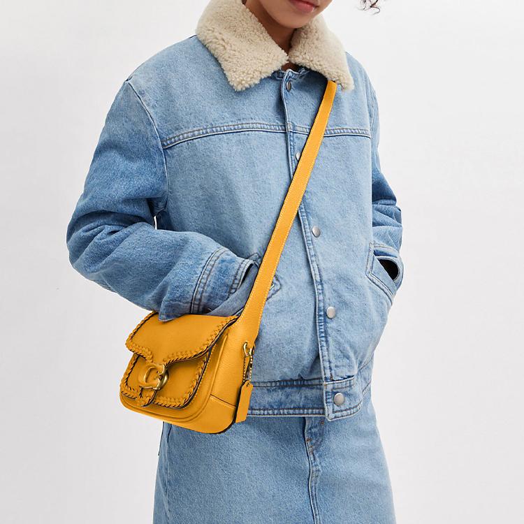 Coach Tabby 19 Flap Closure Adjustable Shoulder Strap Smooth Calfskin Messenger Bag Women Bags Yellow CJ837-B4UA