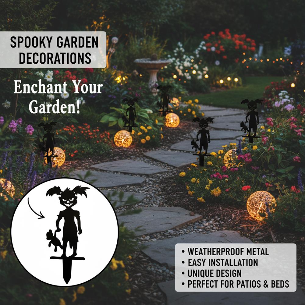 Halloween Hollow Metal Ground Stake Ornament Rustproof Iron Art Insert Decor Outdoor Courtyard Garden Lawn Landscape Party Decor