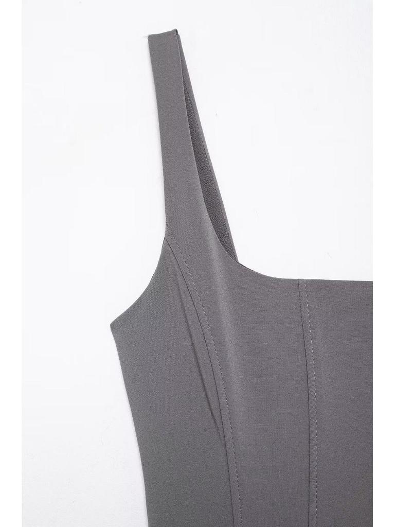 2024 Autumn Women's European & American Fashion Pleated Bodycon Corset Dress