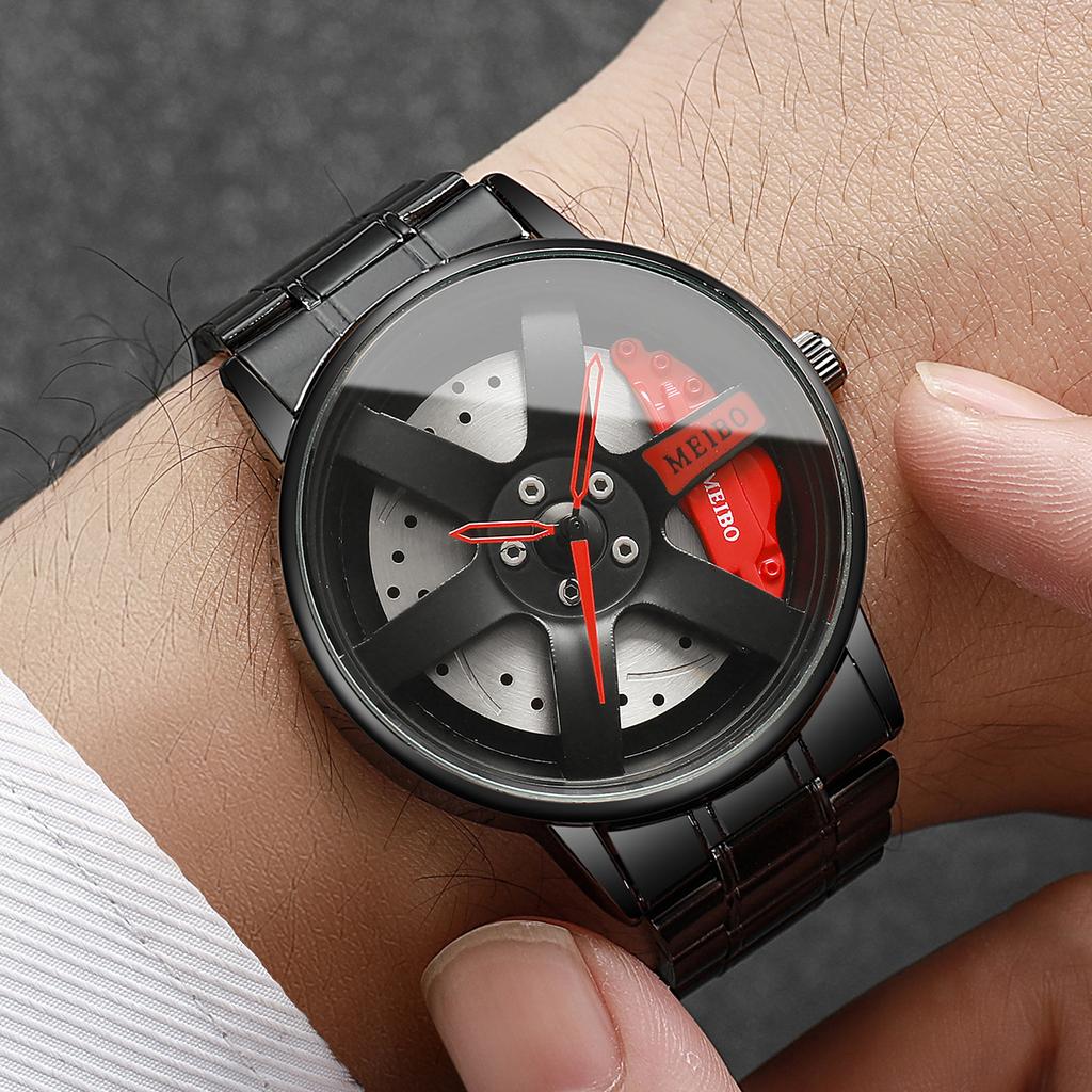 2PCs/Set Men's Classic Watch Trendy Style Business Quartz Steel Strip Watch Exquisite Gift Watch Set( Box Not Included)