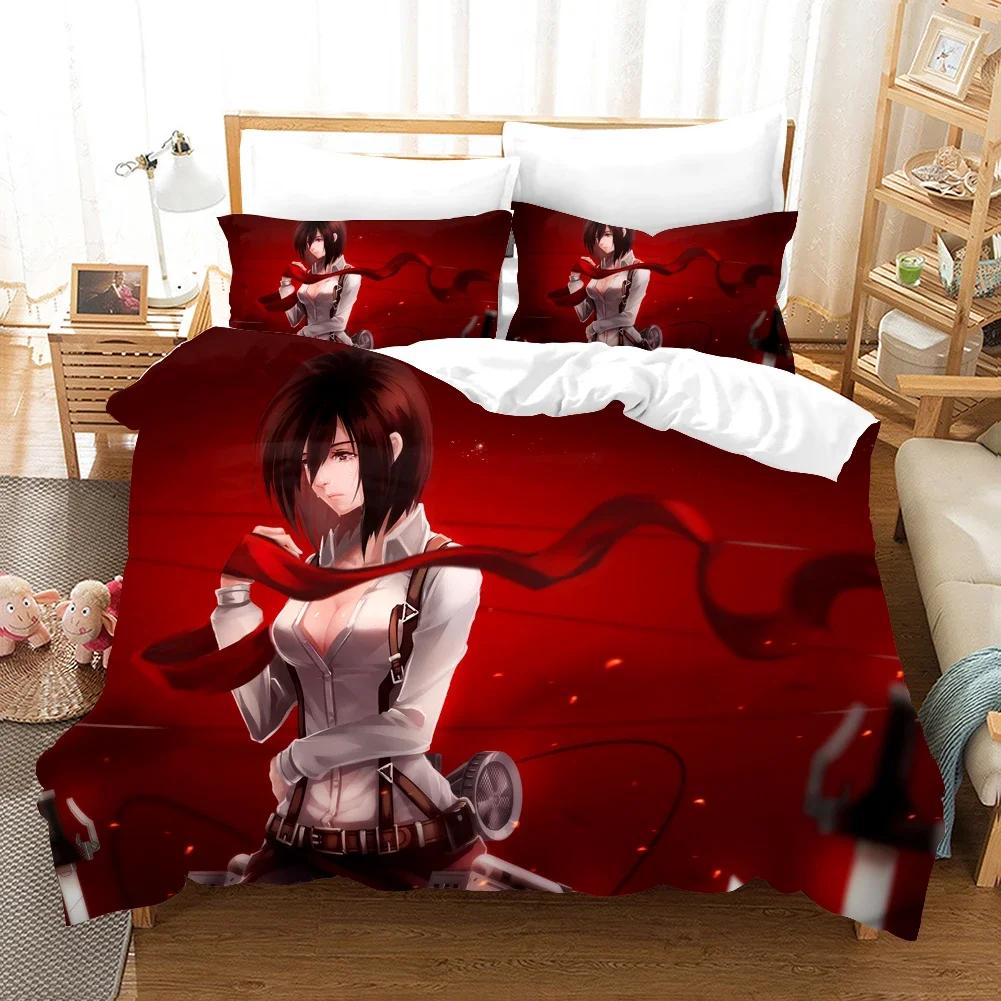 3D Printed Attack On Titan AOT Bedding Set Anime Levi Duvet Cover Double Twin Full Queen King Adult Kids Bedclothes Quilt Cover
