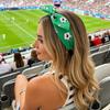 Cute Football Headband Bow Soccer Print Fan Cheering Hair Hoop Rabbit Ear Charming Design Soccer Fan Hair Band Sporting Events