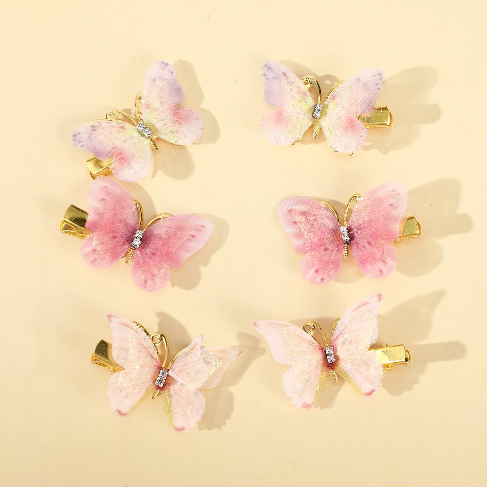 Molans 6Pcs/Set Butterfly Hairpin Hair Clips Rainbow Hairpin Duckbill Clip Hairgrip for Women Hair Accessories Headpieces