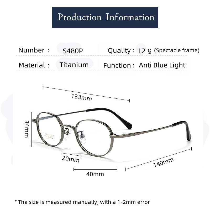Minimalistische runde Brille - Reines Titan, Anti-Allergie & Langlebig, Kleiner Rahmen, Retro Hipster-Rahmen Für Damen/Herren