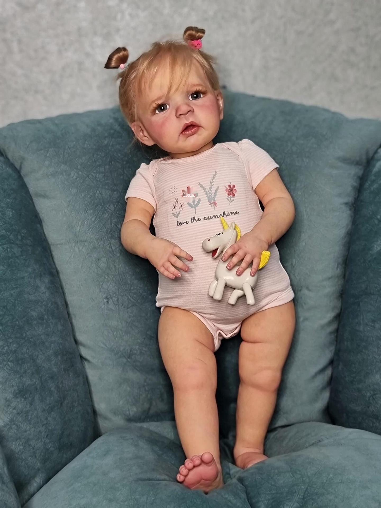 Pink 60cm Lifelike Reborn Toddler Doll Sandie - Hand-Painted Exquisite Romper 60cm