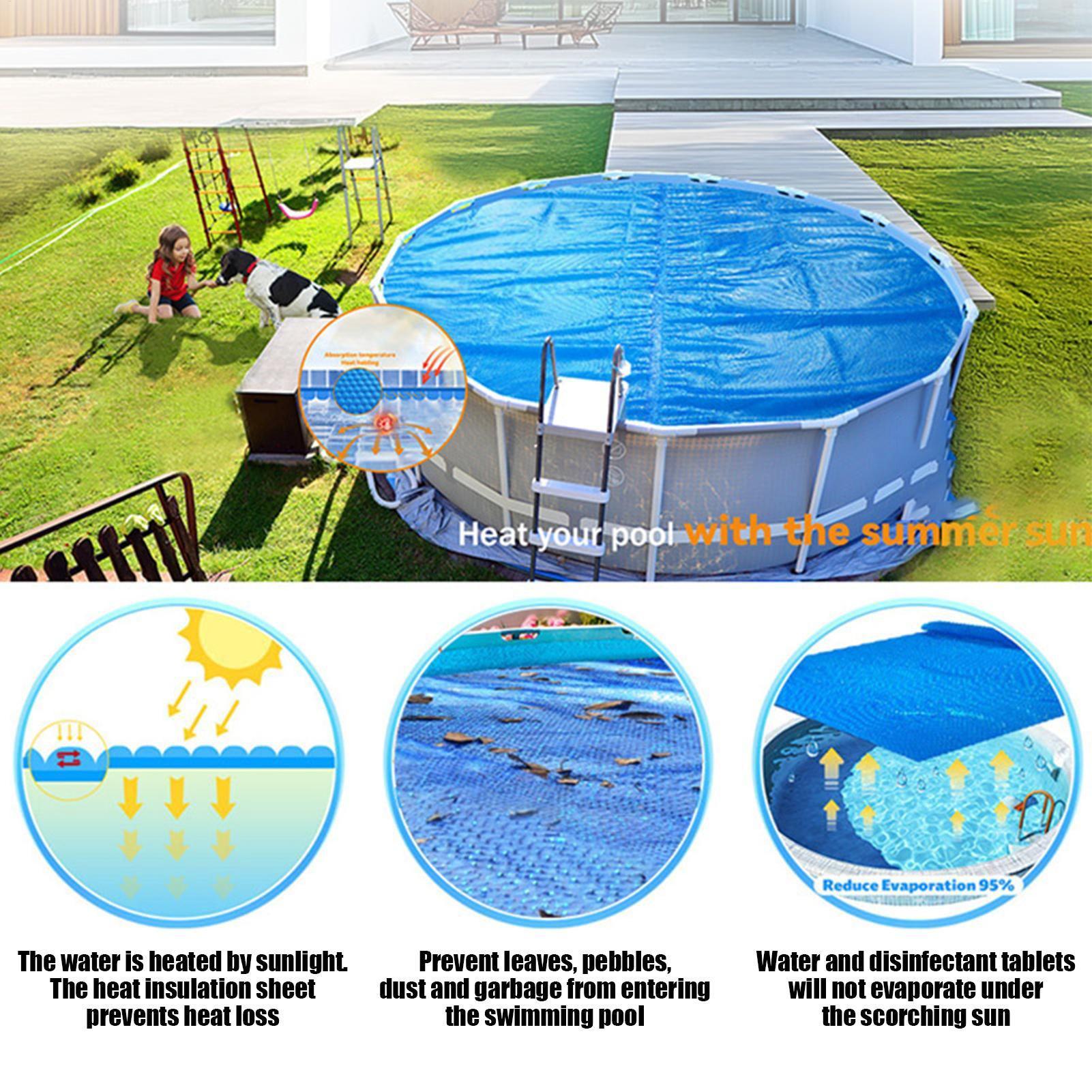 swimming Pool Cover Solar Blanket Rectangular Mat Insulate Safety Heater Waterproof Heat for Outdoor Summer Sun Spa Warm