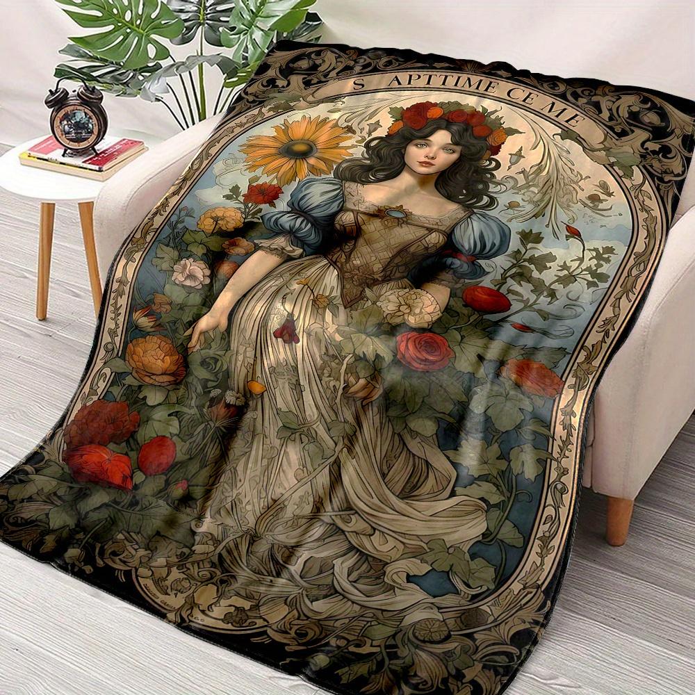 Reversible Floral Beauty Print Flannel Blanket Warm, and Elegant Throw for Home or Travel, Perfect Gift for Family Friends
