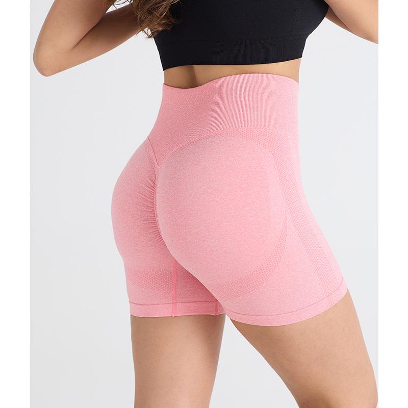 Women's Seamless High Waist Yoga and Running Shorts - Quick Dry, Peach Lift Fit