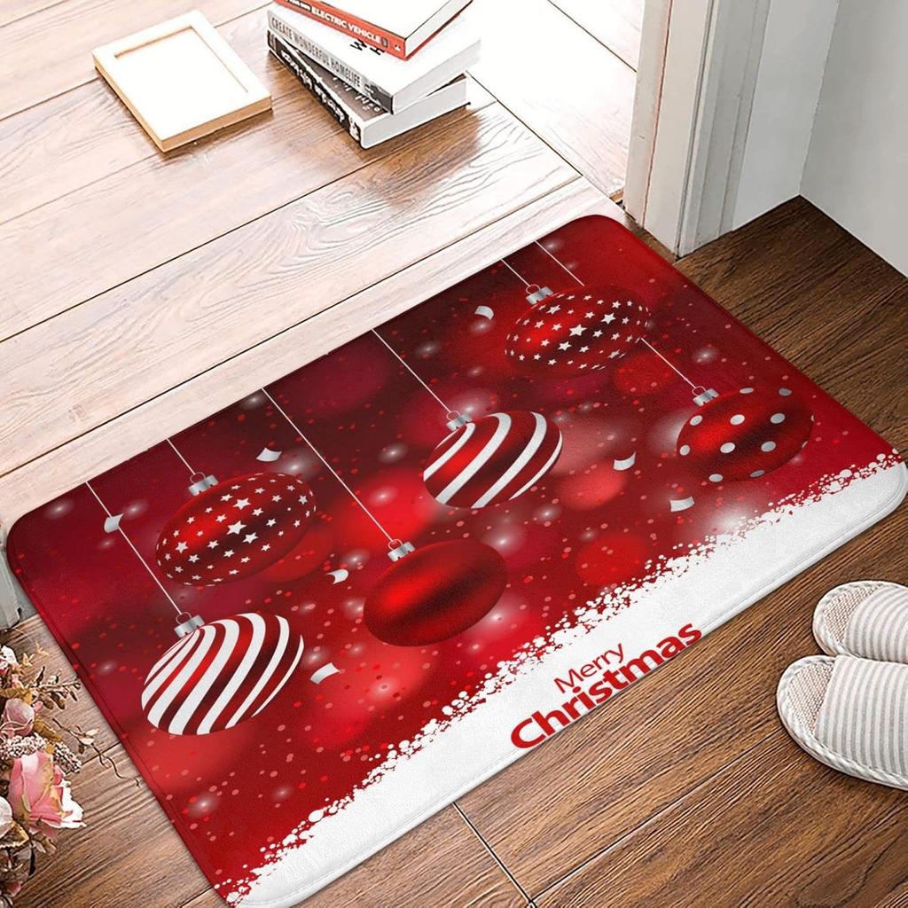 VIKAMA Christmas Cartoon Floor Mat Christmas Bells Snowflake Area Carpet Home Decor Indoor And Outdoor Welcome Doormat