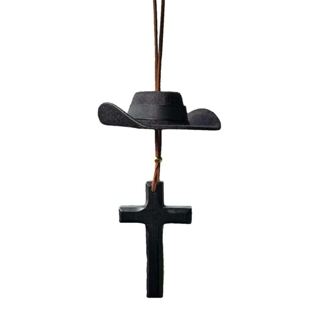 

Cowboy Hat Car Ornament Cow Pattern Rearview Mirror Decoration Truck Decoration Car Supplies чорний