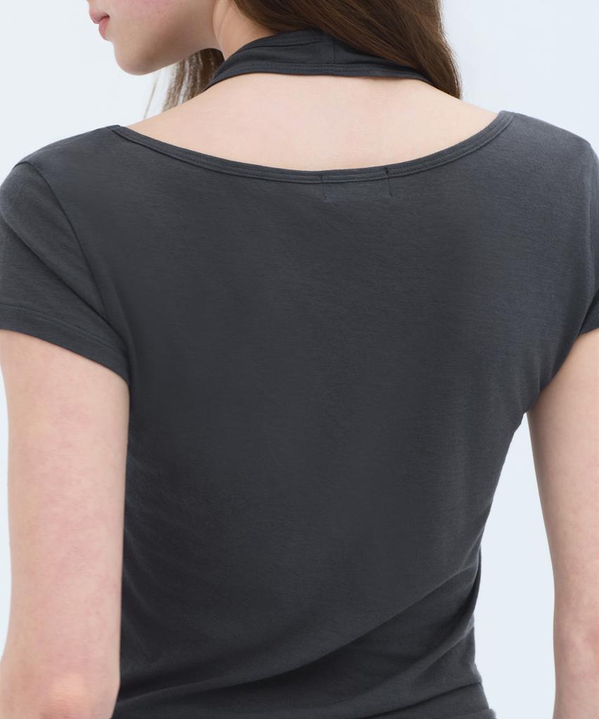 MUSINSA STANDARD WOMAN Women'S Wool Tencel Halter Layered T-Shirt [Dark Gray]