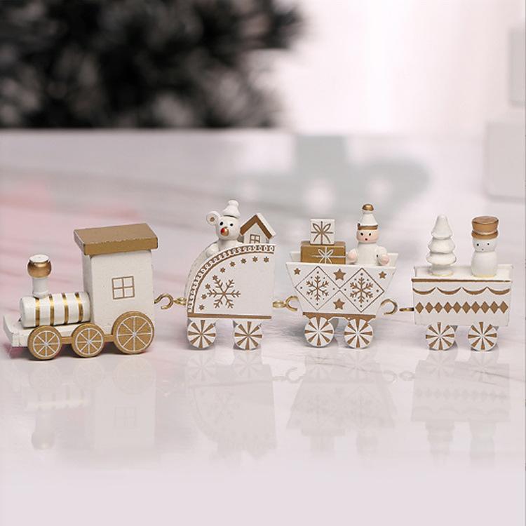 Christmas Wooden Train Merry Christmas Decorations for Home Tree Ornament Navidad Noel Kids Gift Happy New Year
