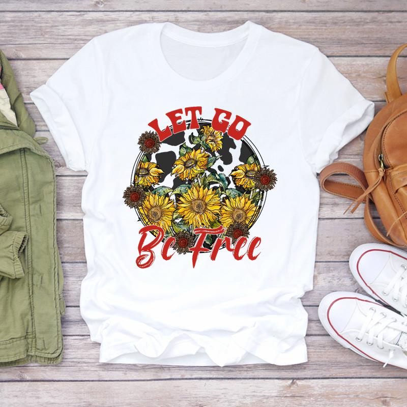 Tee Top Fashion T Shirt Clothing 90s Sweet Style Watercolor Lovely Style Casual Short Sleeve Women Print Lady Female Graphic T-shirt