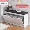 Shoe Storage Bench with Flip-Top Cabinet and Integrated Stool for Entryway