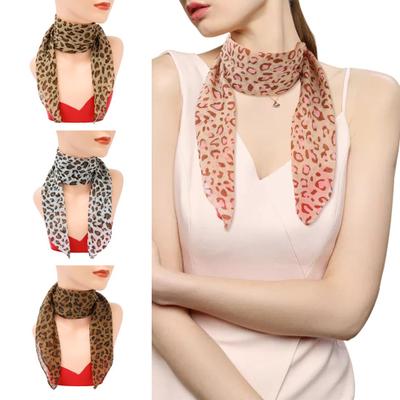 Damenschal mit Leopardenmuster, dünner Chiffonschal, leicht, atmungsaktiv, Schal im koreanischen Stil, Reiseaccessoire