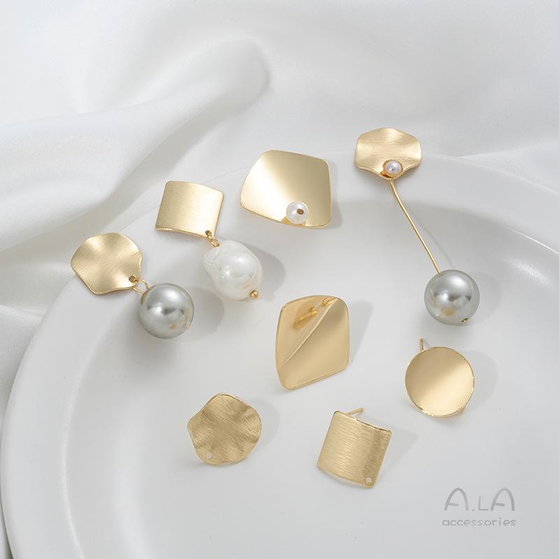 

14K Gold Filled Lotus Leaf Irregular Dangle Earrings with 925 Sterling Silver Studs