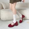 Fashion Women's Elegant Retro Bow Designed Casual Shallow Mouth Single Shoes Autumn 2025 Comfortable Versatile High Heel Mary Jane Shoes
