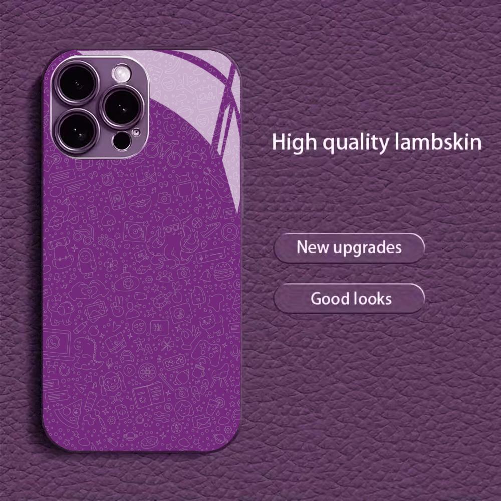 Purple White Line Art Doodle for coque iphone for iphone 17 case Fashion Case fundas Glass for iPhone 17 16 15 14 13 pm Pro Plus