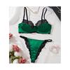 Conjunto de sujetador sexy conjunto sexual verde oscuro lencería de encaje fina sujetador sexual pequeño para pecho grande