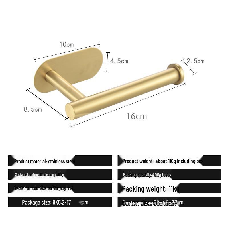 Edelstahl Stanzfreies Badezimmer Handtuch- & Papierregal Set mit Haken & Ringen