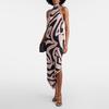 European and American New Printed Slim-fitting and Thin Sexy Backless Sleeveless Zebra Pattern Neck Dress