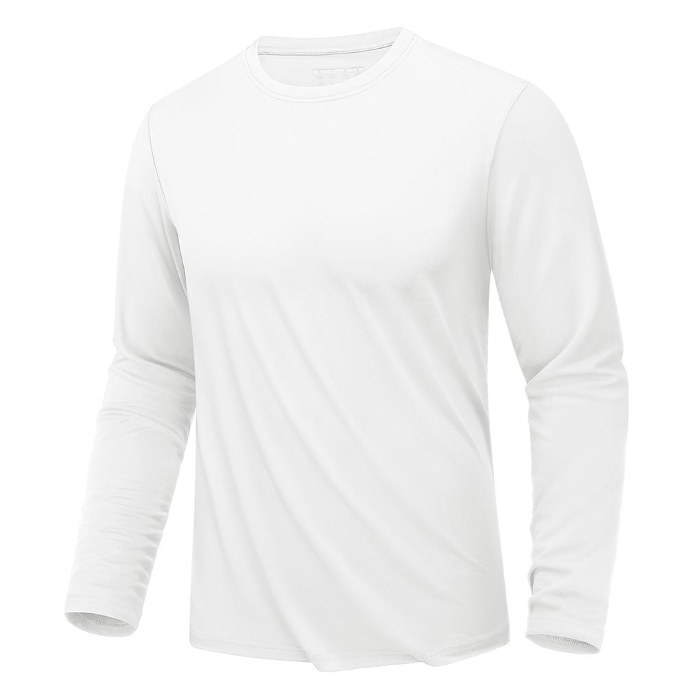 WowClassic Eenvoudige effen kleur heren T-shirts met lange mouwen Outdoor hardloop sport T-shirts Losse ronde hals modieuze tops herfst comfortabele pullover L