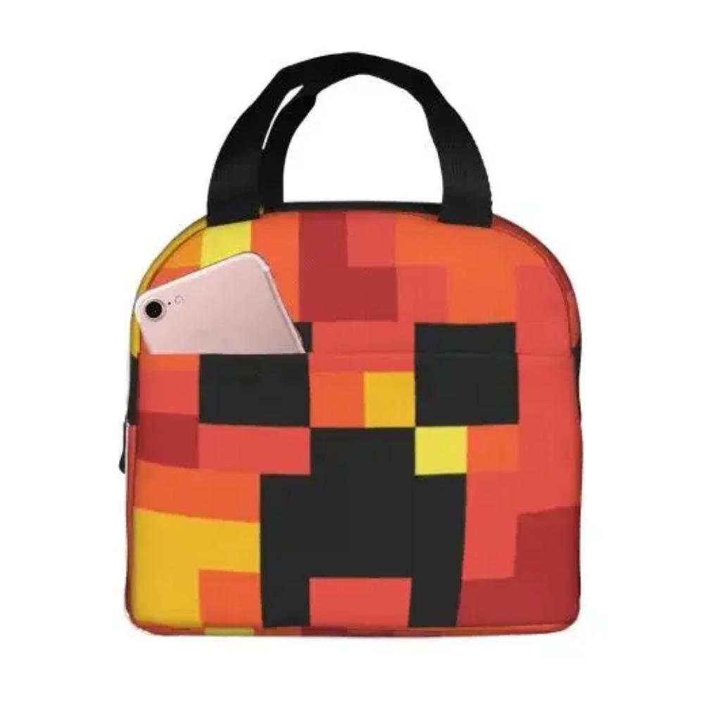 Blauer Pixel Männer Frauen Erwachsene Frohes Thanksgiving Halloween Lunchtasche Snacktasche für Arbeit Büro Outdoor Picknick Wasserdicht