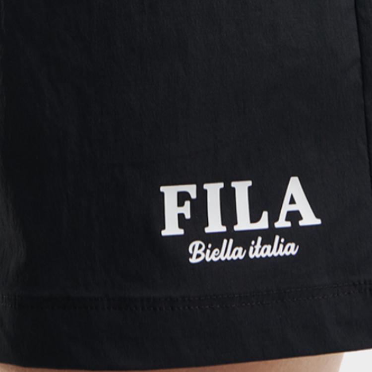 New FILA Casual Suits Women's Clothing Sets Cloud White Top+Black Shorts F11W429113F-WT+F51W429802F-BK