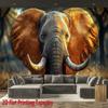 Realistic African Elephant Tapestry Majestic Tusker In Savannah Wall Hanging, Wild Animal Room Decor Suitable Offices Bars Party