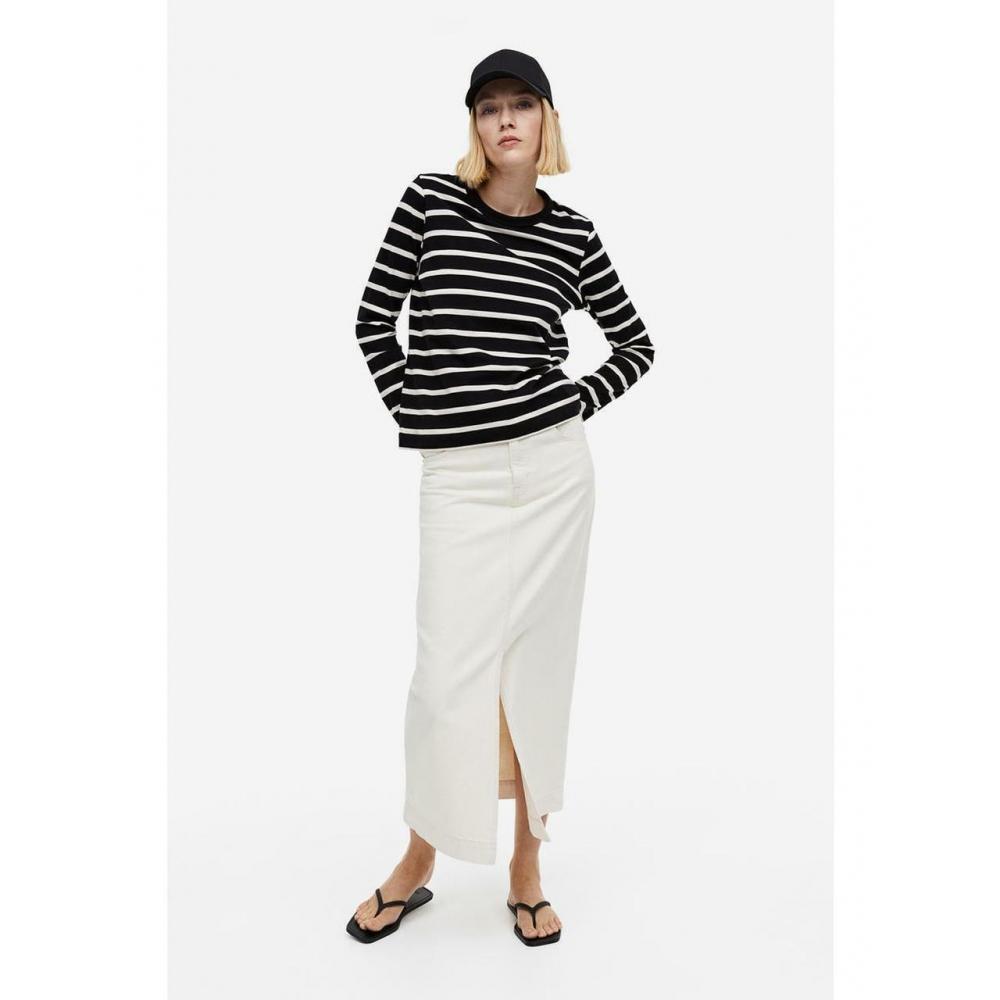 

Топ из хлопкового трикотажа H&M, черный кремовый в полоску 1066903014