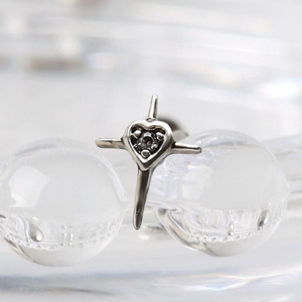 Heart Cross Antique Silver Surgical Steel Piercing Surgical Piercing Daily Piercing Basic Piercing Women's Piercing
