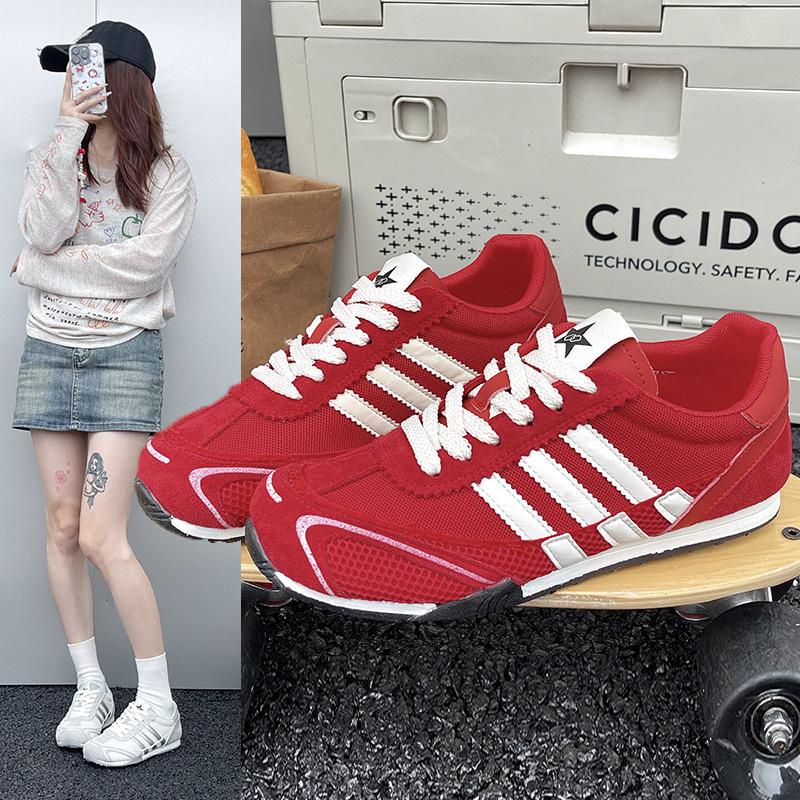 thick-soled red German training shoes women's 2025 spring and autumn new mesh versatile Forrest Gump shoes soft-soled casual board shoes sports shoes