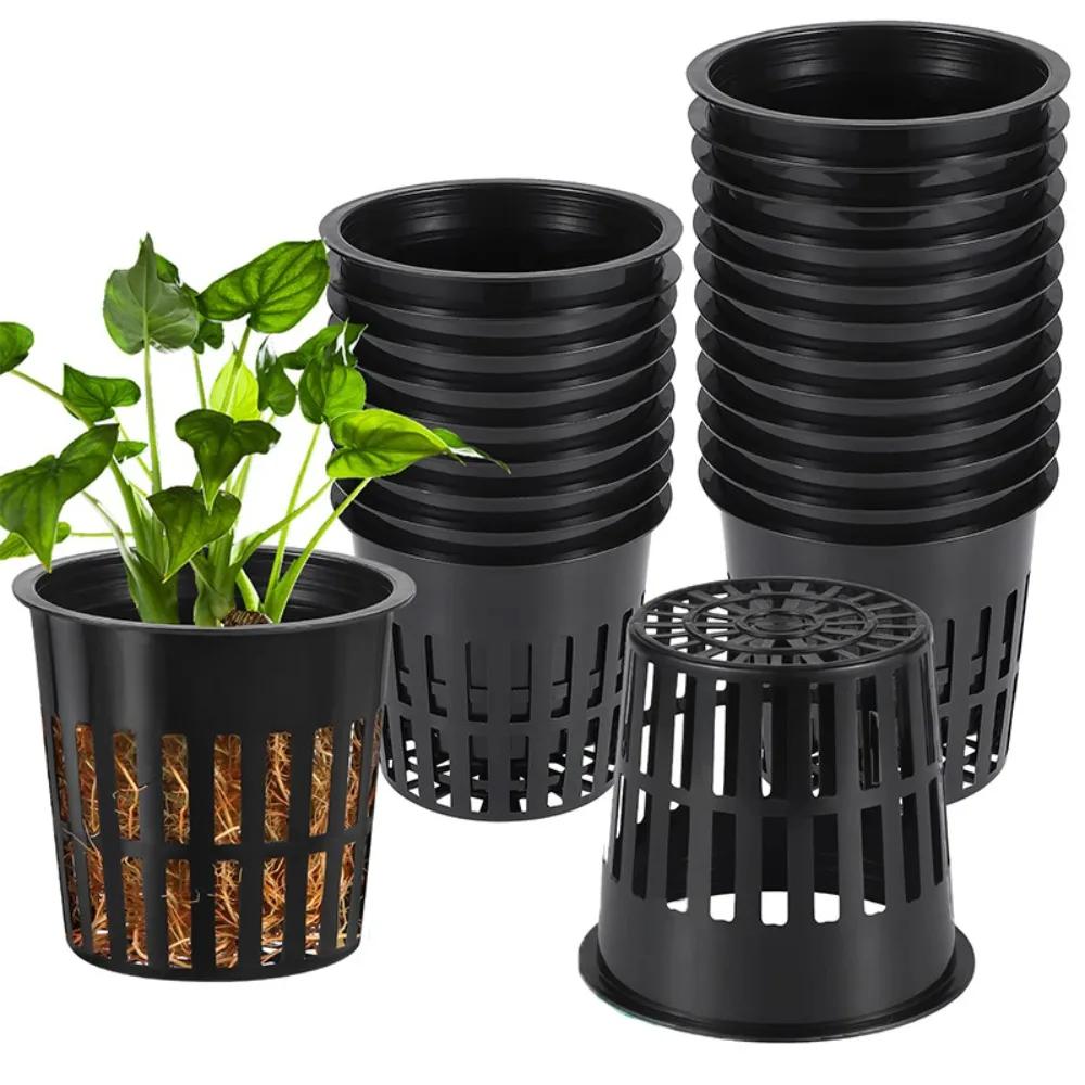 3pcs Grow Orchids Wide Lip Hydroponics Cups Planting Mesh Pot Soilless Net Basket Slotted Container Colonization Black 3 Inch