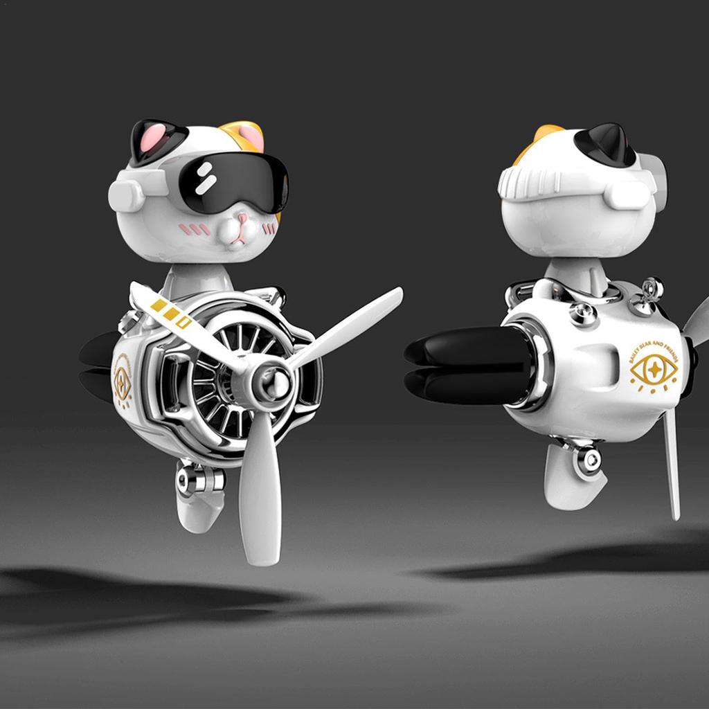 Propeller Car , Car Vent Propeller, Cute Cat Pilot - Creative Car